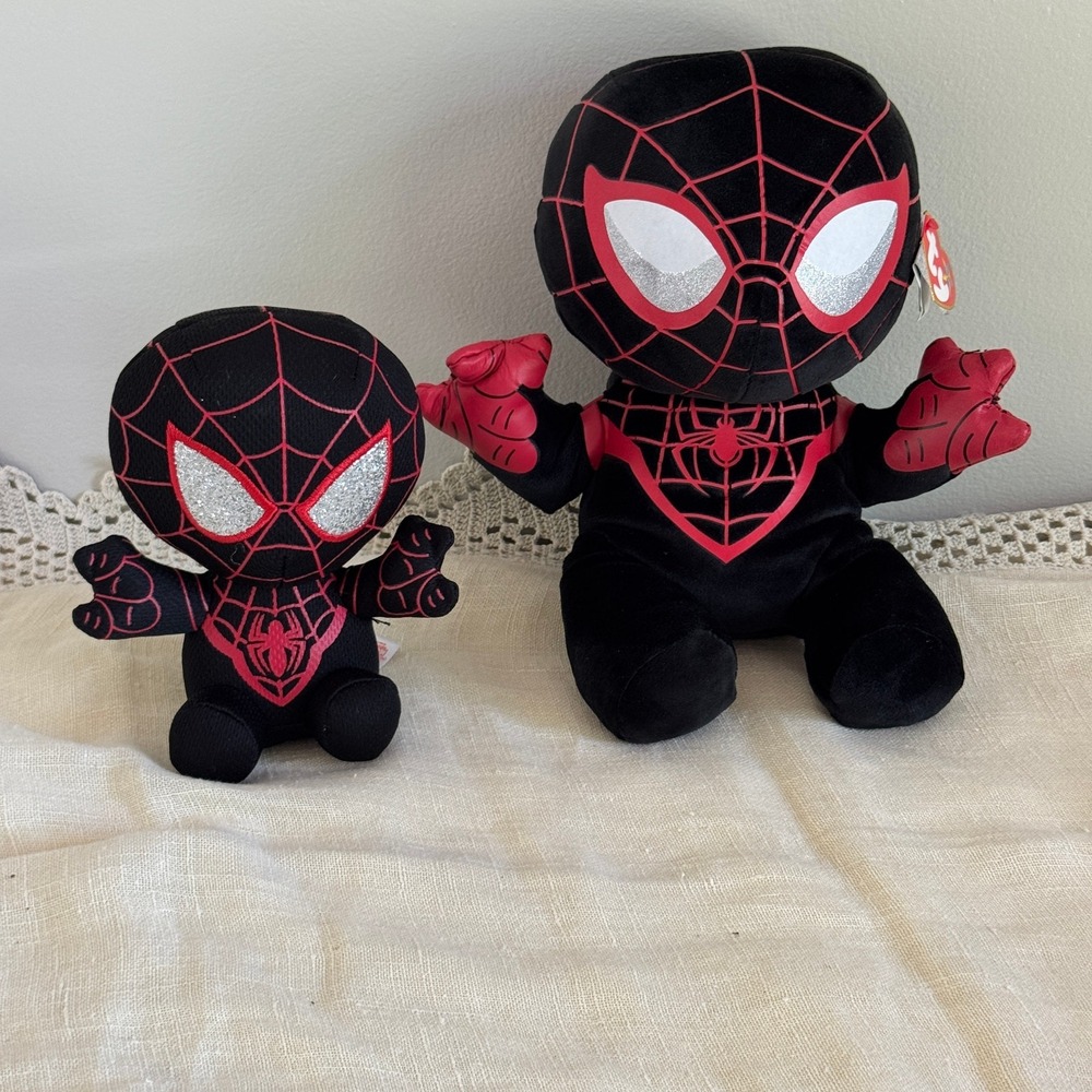 Ty‎ Beanie Buddies Marvel Miles Morales Spider-Man Plush Set Black Red 2pc